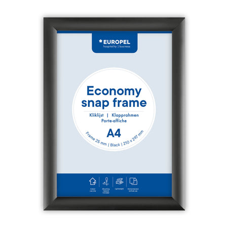 Europel - Cornice a scatto Economy A4 nera