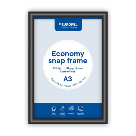 Europel - Cornice a scatto Economy A3 nera