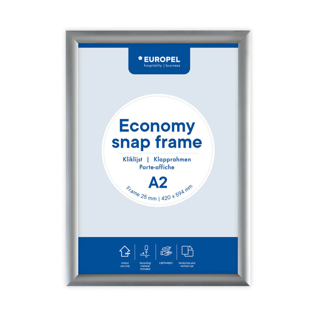 Europel - Cornice a scatto Economy A2 argento