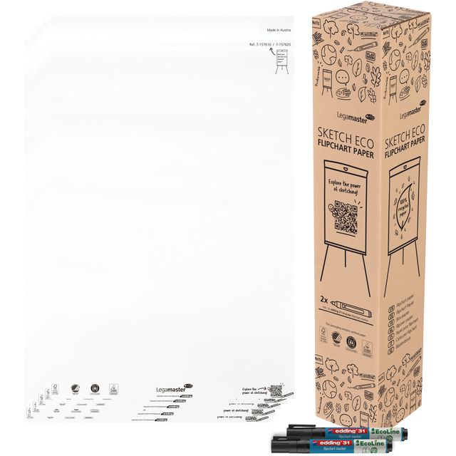 Legamaster - Papel rotafolio SKETCH ECO en blanco 5x 20 hojas