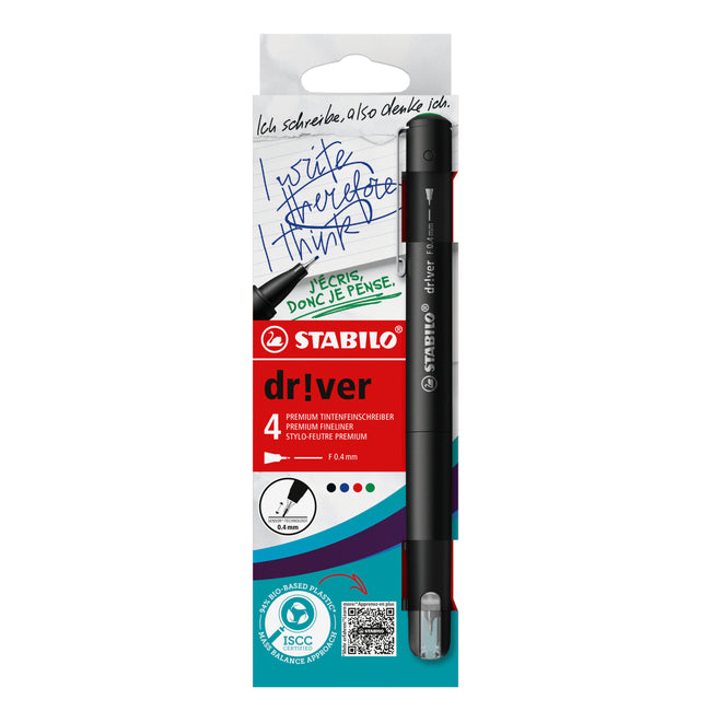 Stabilo - Fineliner dr!ver fino surtido 4 piezas