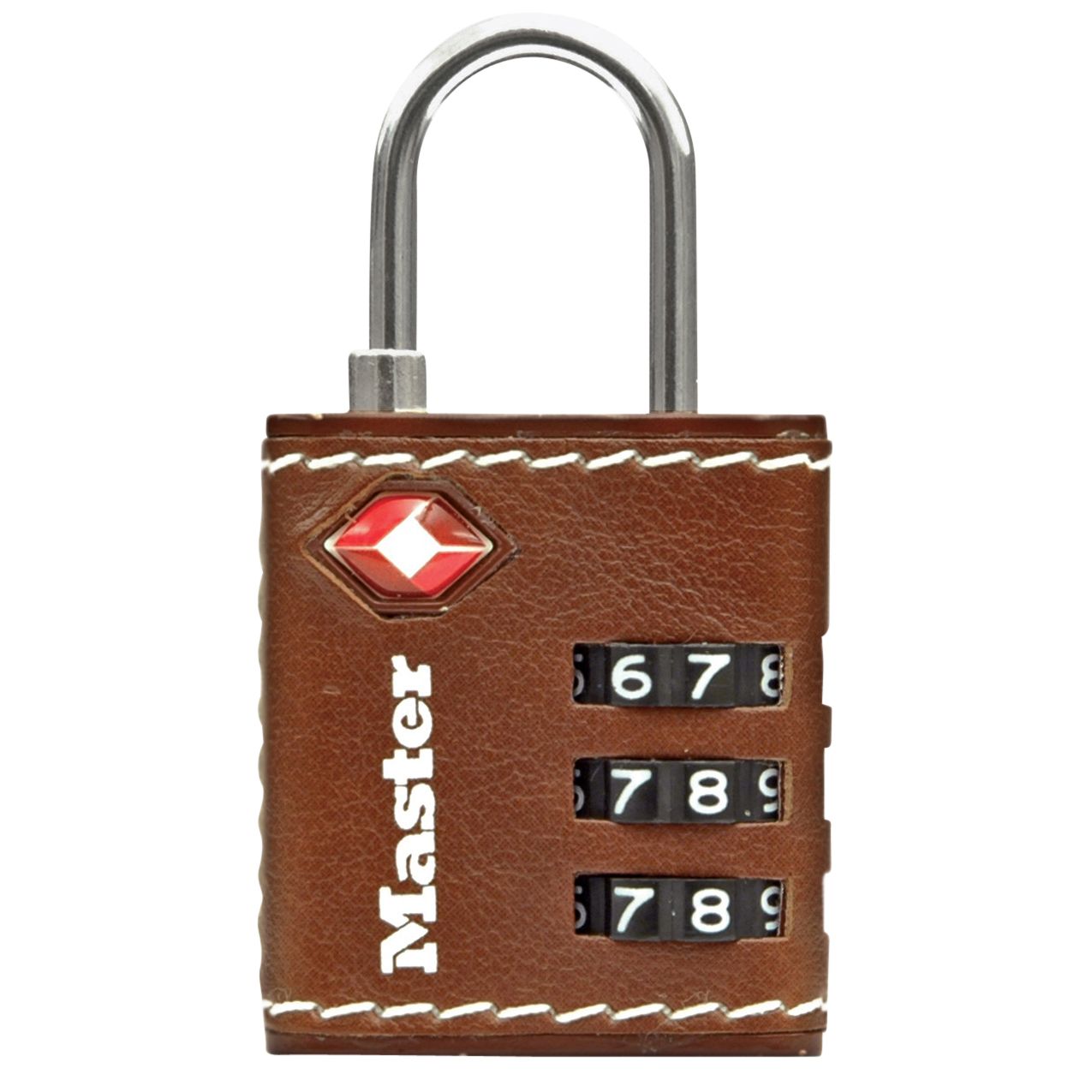 Master Lock -  Hangslot masterlock 3-cijfer tsa 30 mm bruin leer