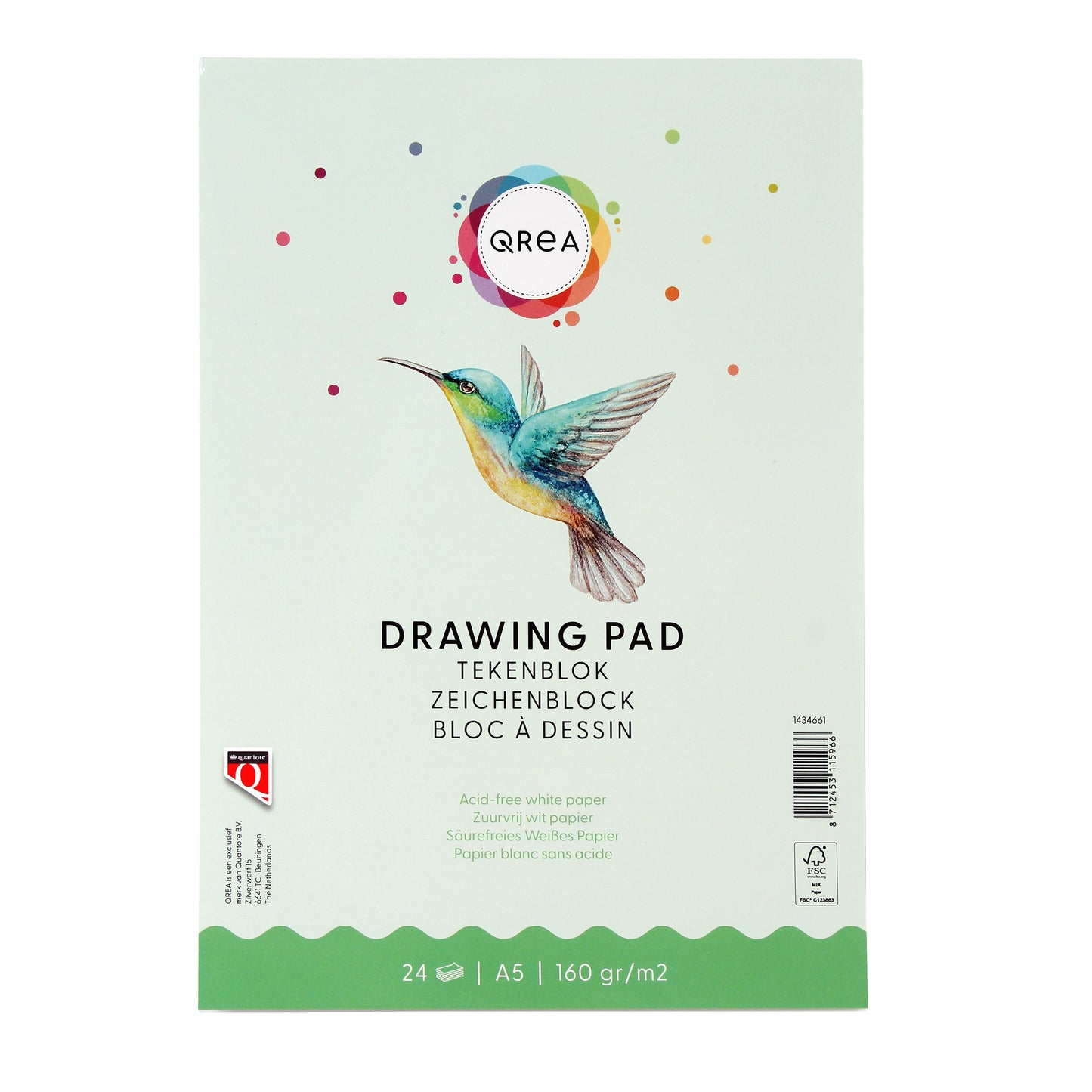 Qrea - Blocco da disegno A5 24 fogli 160gr incollati