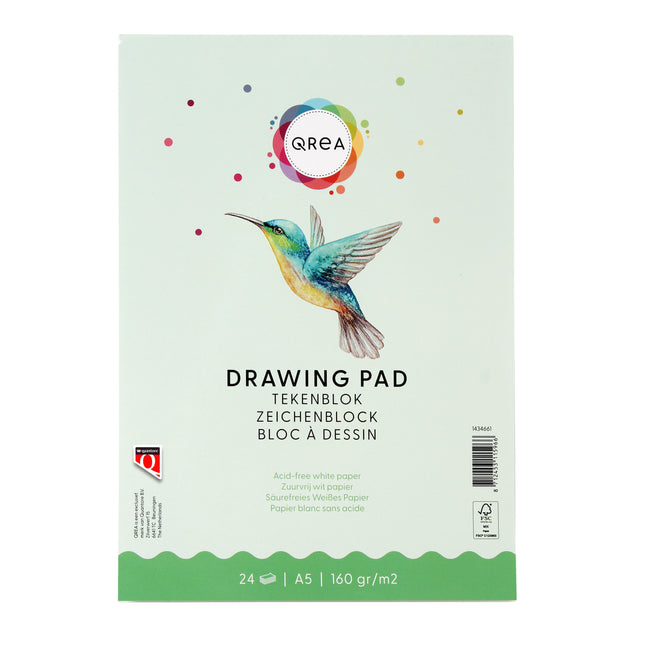 Qrea - Zeichenblock A5 24 Blatt 160gr geklebt