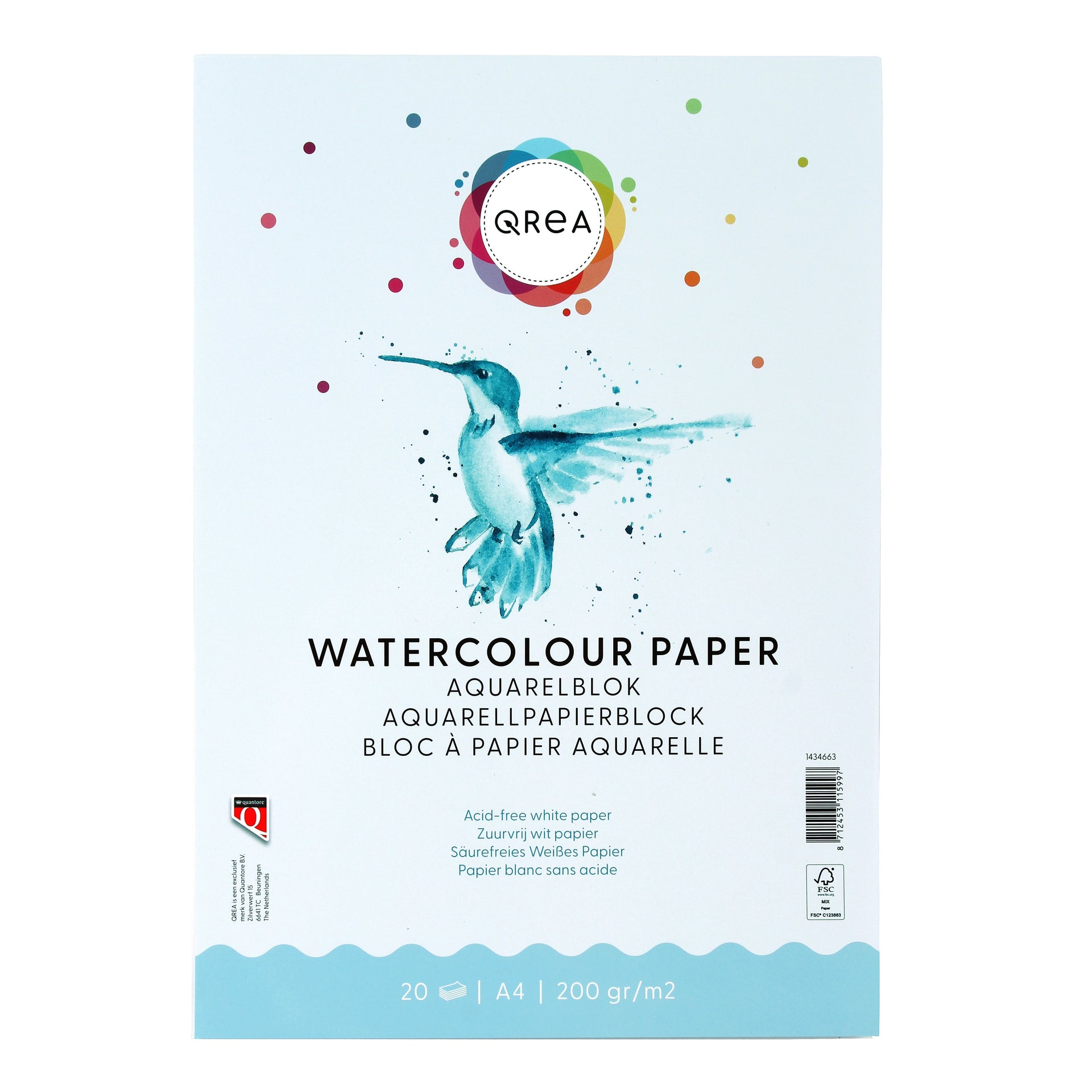 Qrea -  Aquarelblok a4 20vel 200gr gelijmd