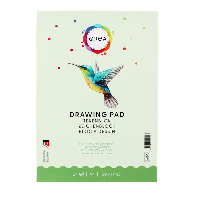 Qrea - Zeichenblock A4 24 Blatt 160gr geklebt | 50 Stück
