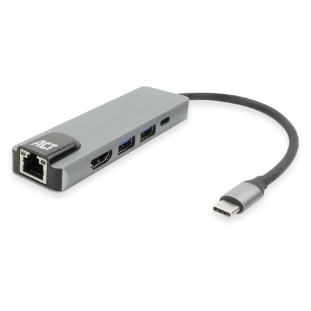 ACT -   USB-C 4K dockingstation voor 1 HDMI monitor, ethernet, USB-A, PD pass-through