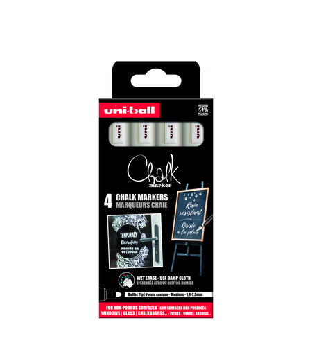 Uni-ball - Gesso marcatore gesso rotondo 1,8-2,5 mm bianco 4 pezzi