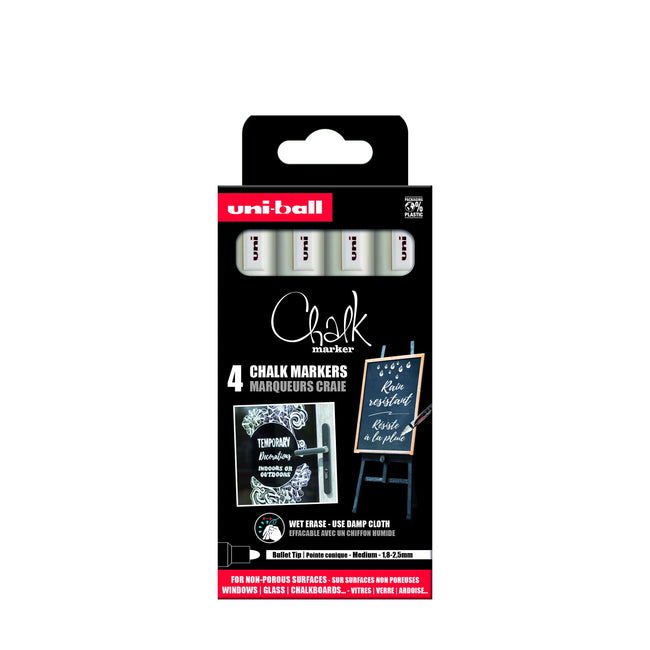 Uni-Ball - Kreidemarker Kreide rund 1,8-2,5 mm weiß 4 Stück