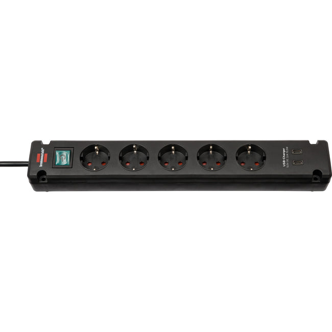 Brennerstuhl - Regleta Bremounta de 5 contactos con 2 USB C de 3 metros..