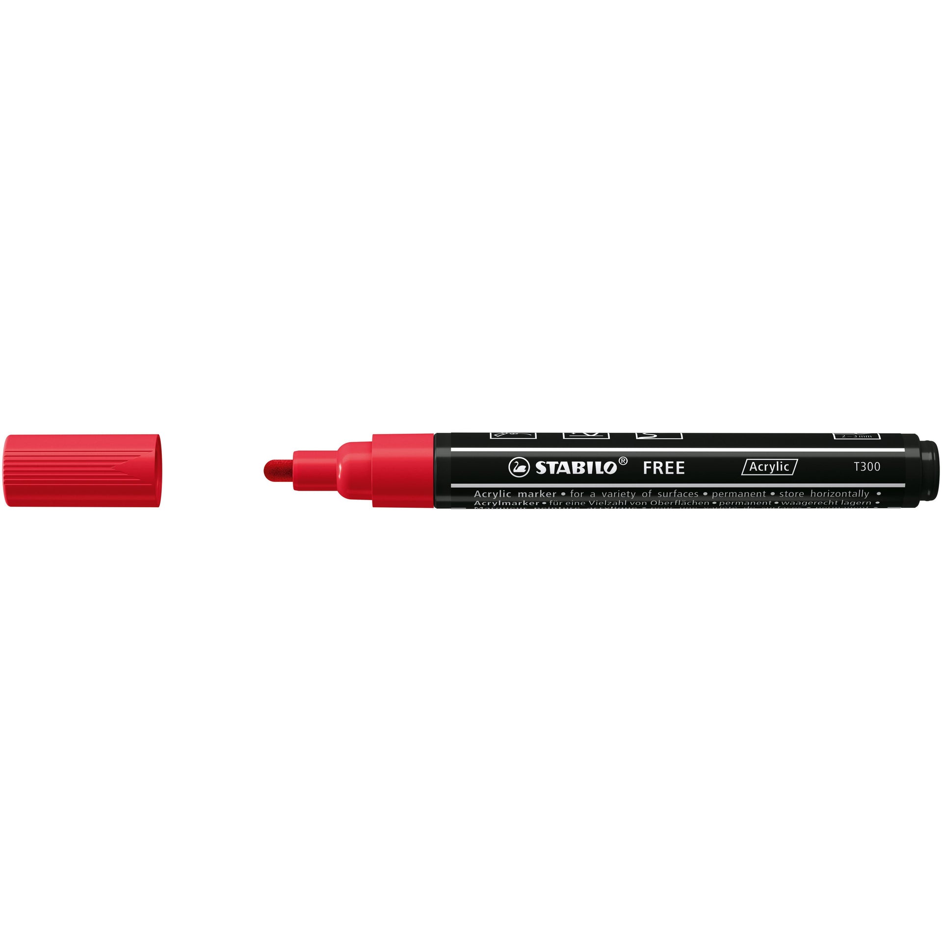 Stabilo - Pennarello acrilico Free Acrilico T300 rosso carminio | 5 pezzi