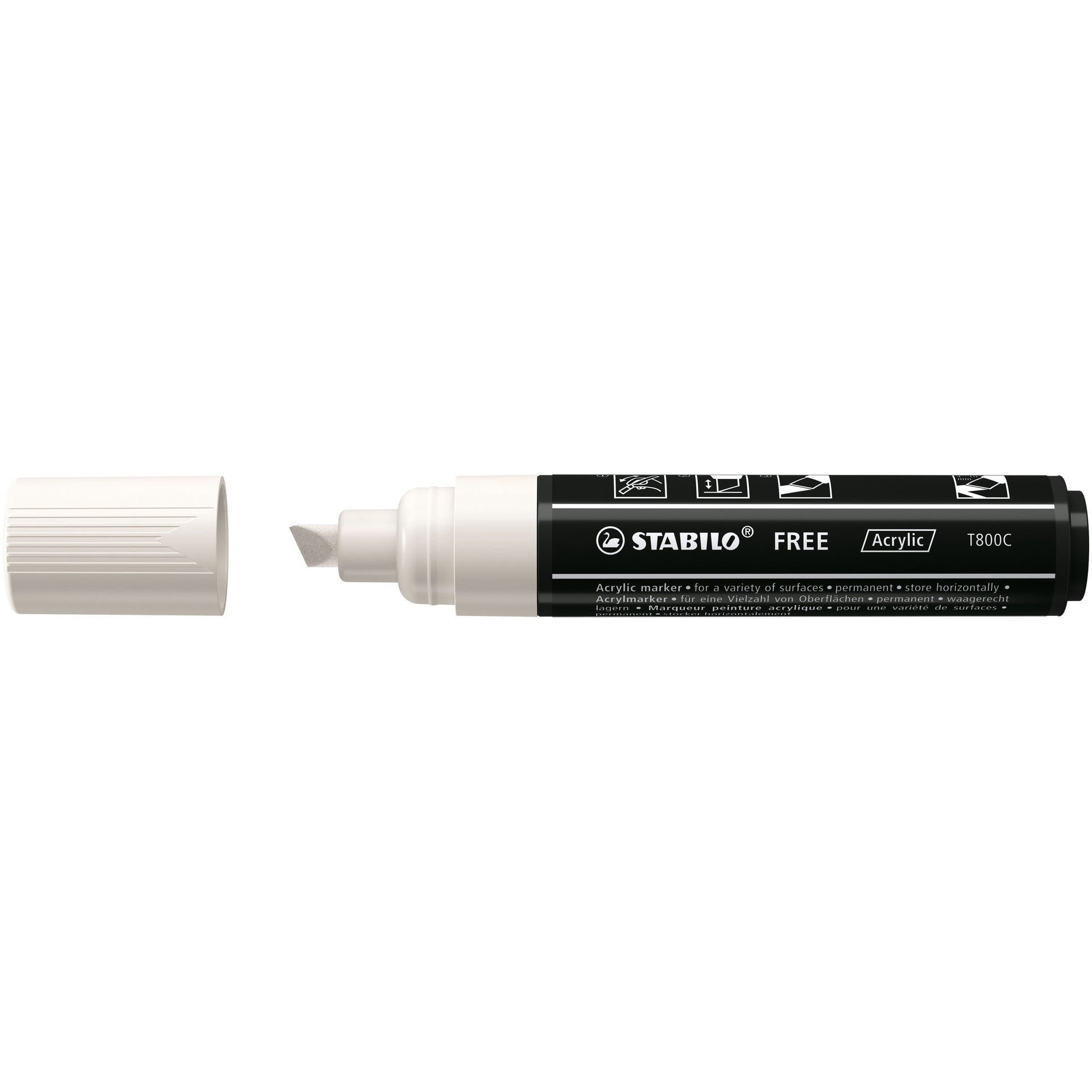 Stabilo - Pennarello acrilico Free acrilico T800C bianco