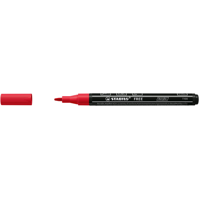 Stabilo - Marqueur acrylique Free Acrylique T100 rouge carmin