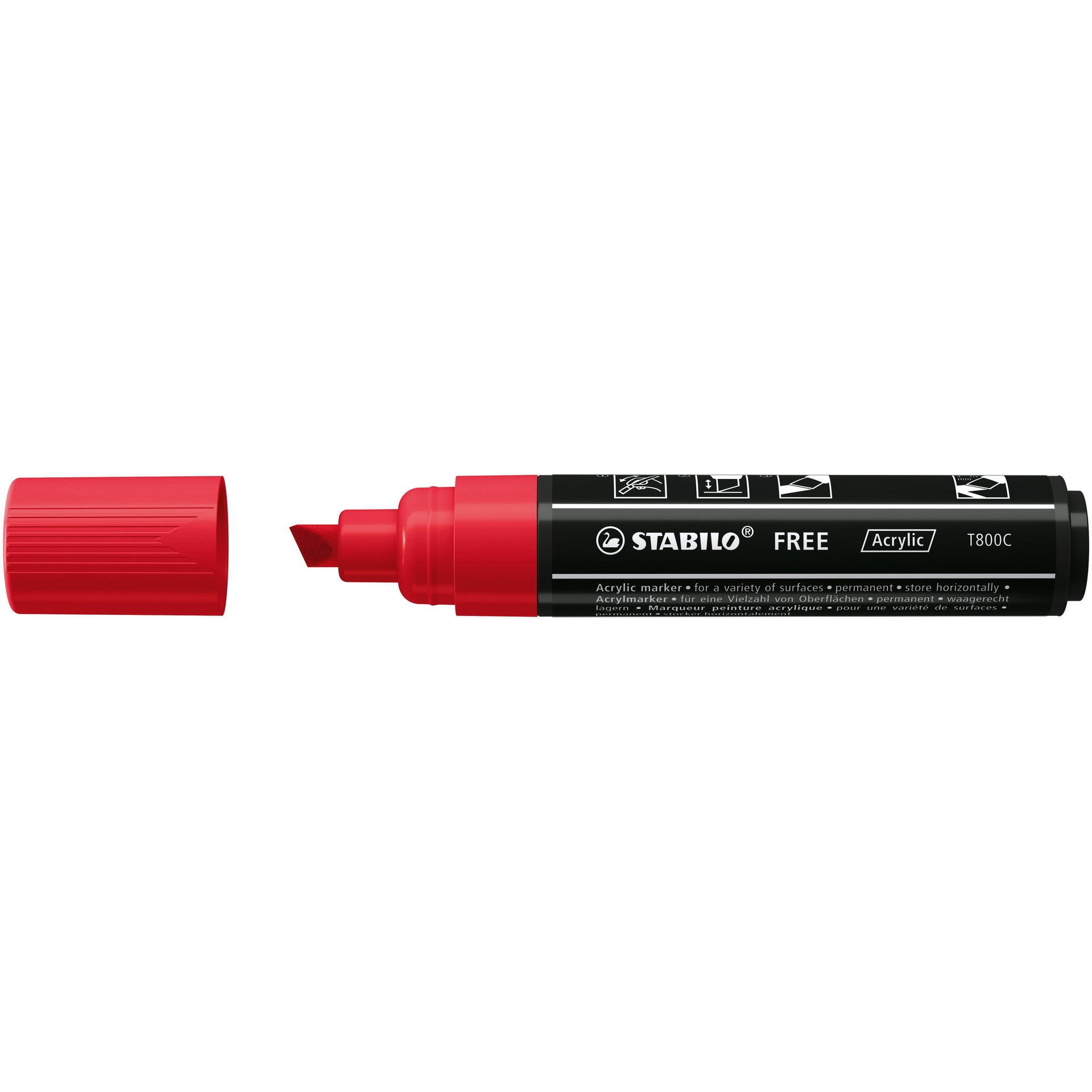 Stabilo - Pennarello acrilico Free acrilico T800C rosso carminio | 5 pezzi