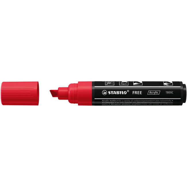 Stabilo - Pennarello acrilico Free acrilico T800C rosso carminio | 5 pezzi