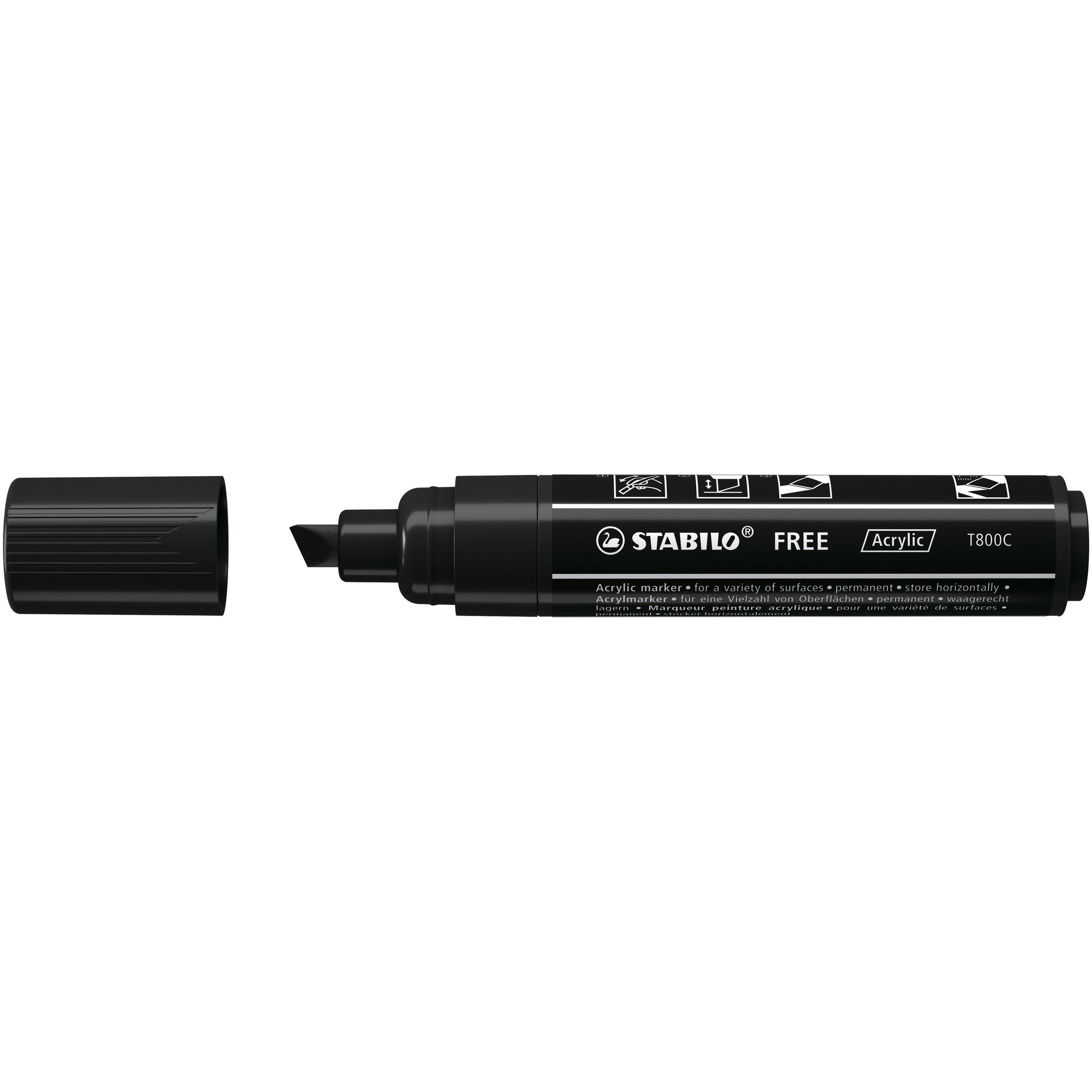 Stabilo - Pennarello acrilico Free acrilico T800C nero