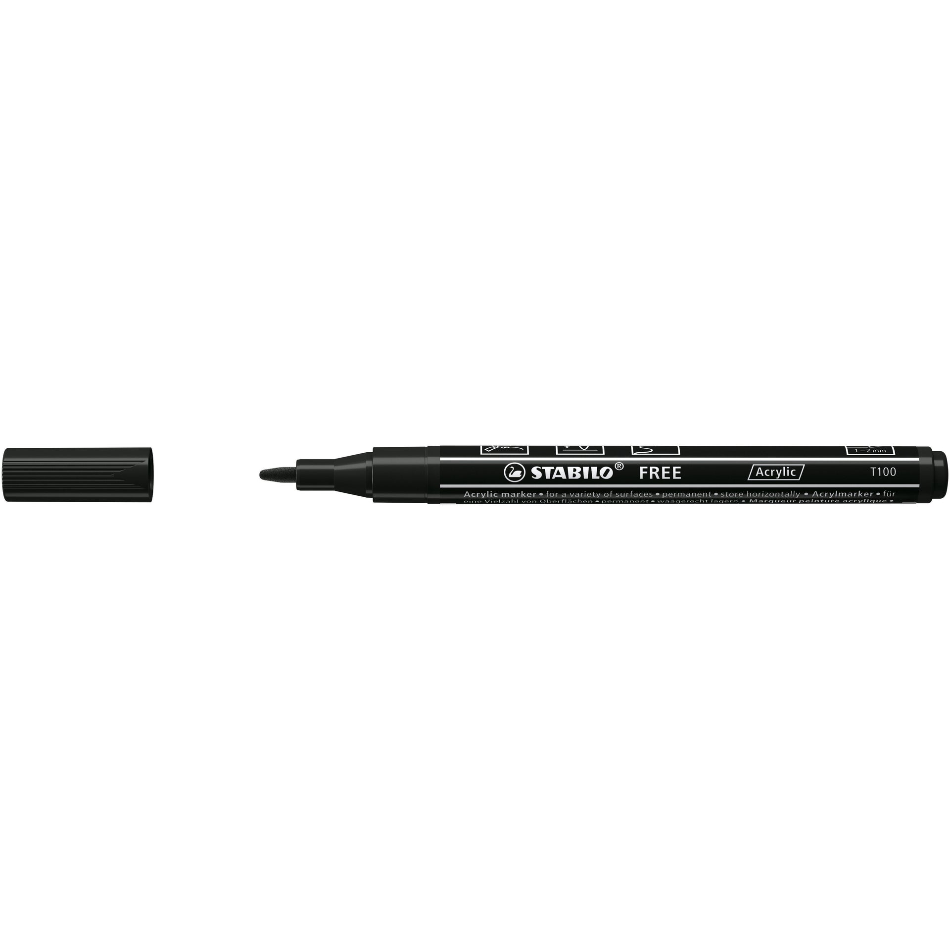 Stabilo - Pennarello acrilico Free acrilico T100 nero