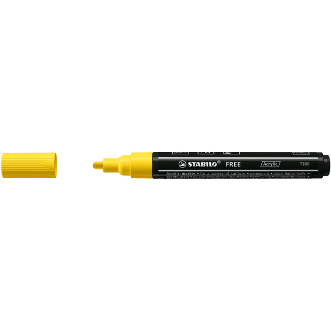 Stabilo -  Acrylmarker free acrylic t300 geel | 5 stuks
