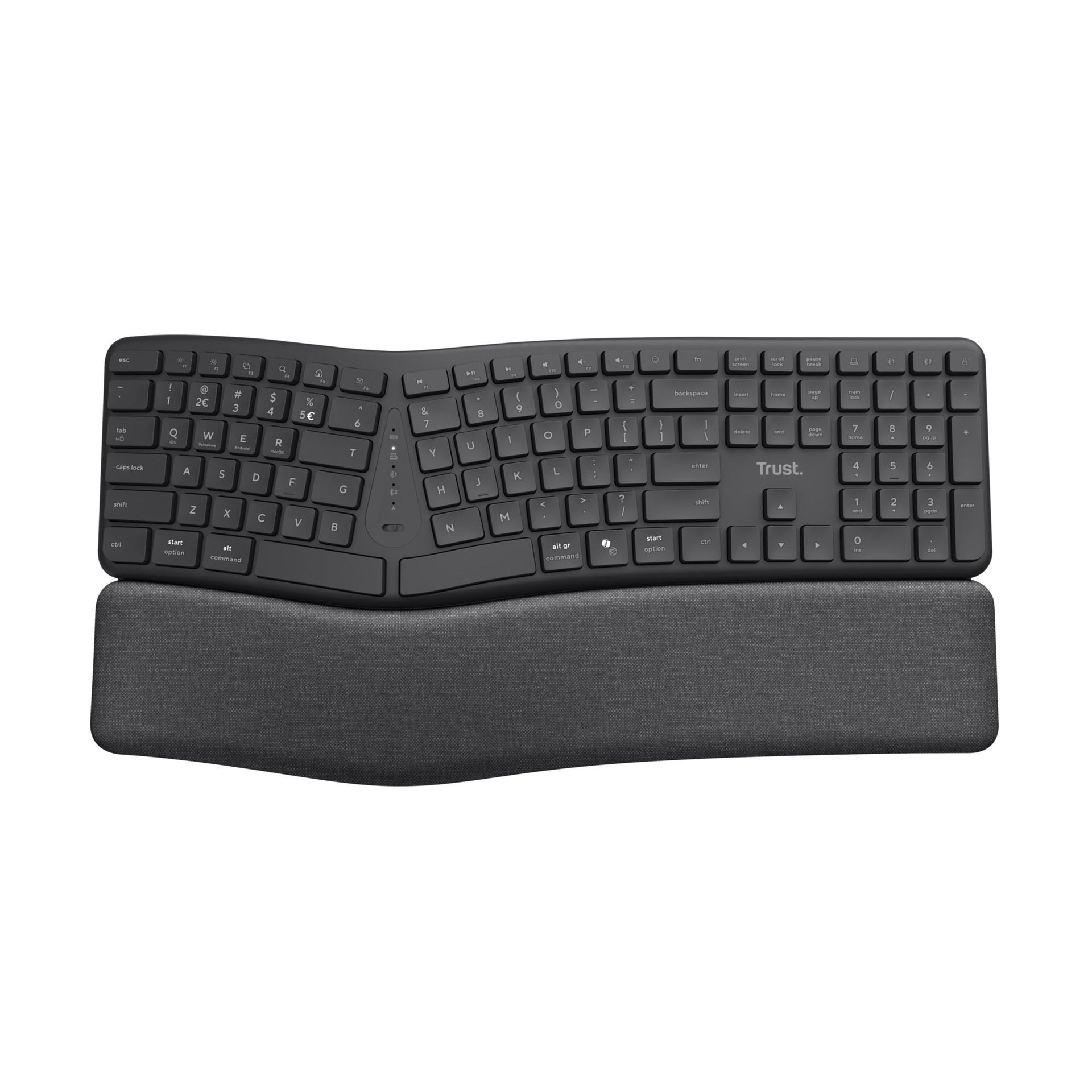Trust -  Keyra Draadloos ergonomisch toetsenbord voor meerdere apparaten