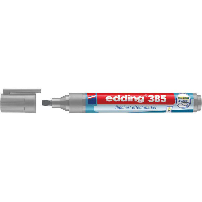 Edding -  Viltstift  385 flipover penseelpunt zilvergrijs | 10 stuks