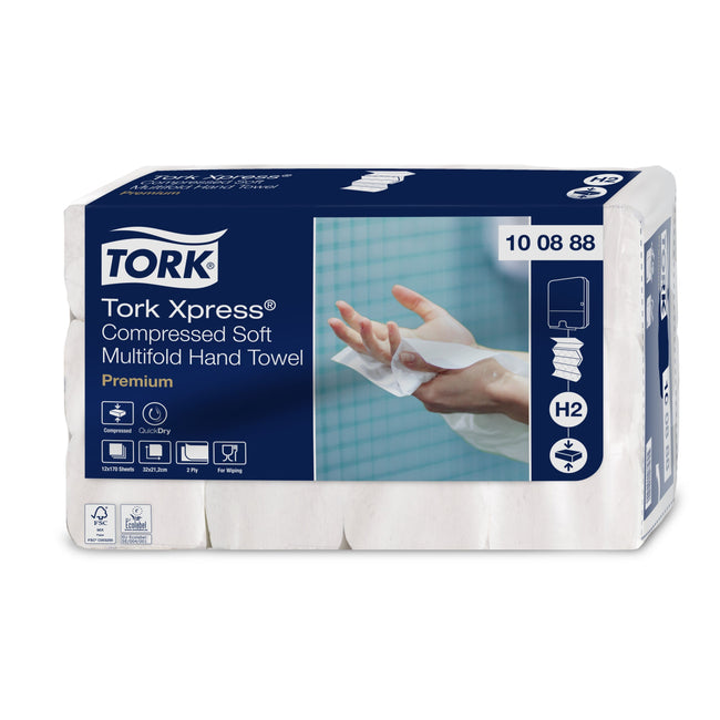 Tork - Toalla H2 Xpress comprimida múltiple 2 capas 212x320mm 12x170 hojas blanca 100888