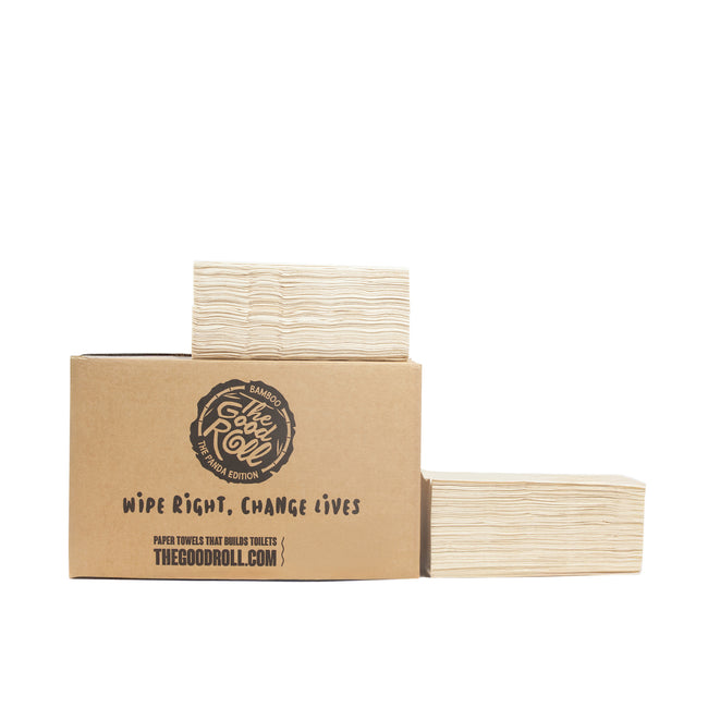 The Good Roll -  Handdoek  bamboe z-vouw 2-laags 230x210mm 20x200 vel naturel