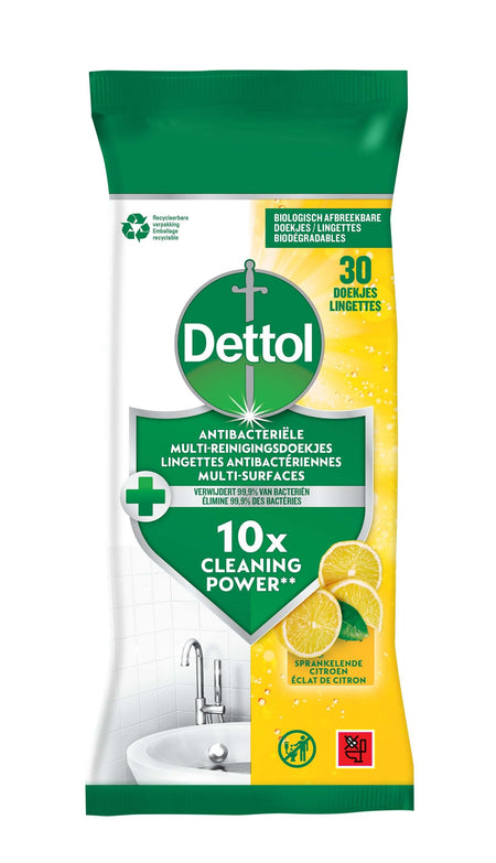 DETTOL - Toallitas limpiadoras antibacterianas cítricas 30