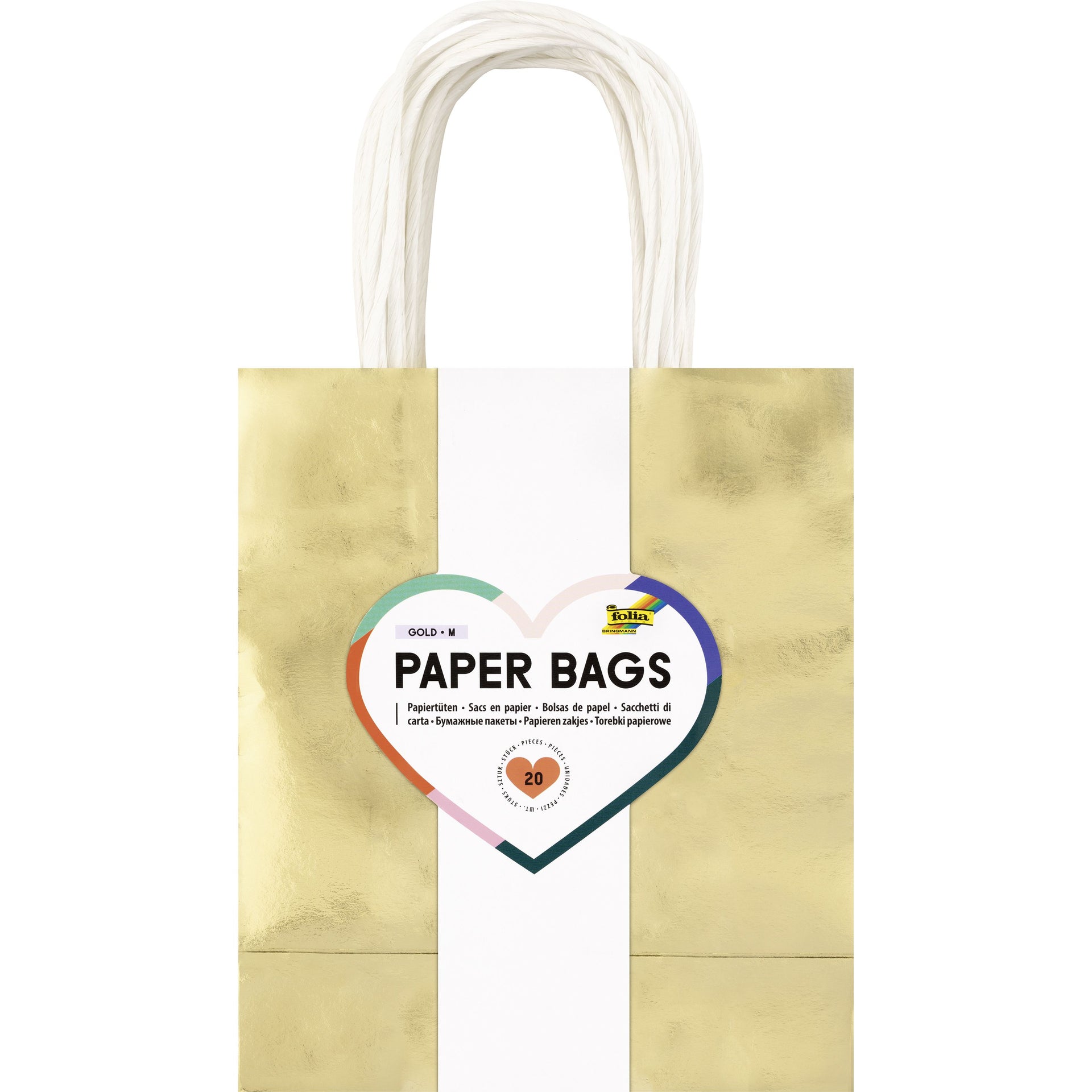 Carta Folia - Borsa regalo Folia oro kraft 24x31x12 cm 20 pezzi