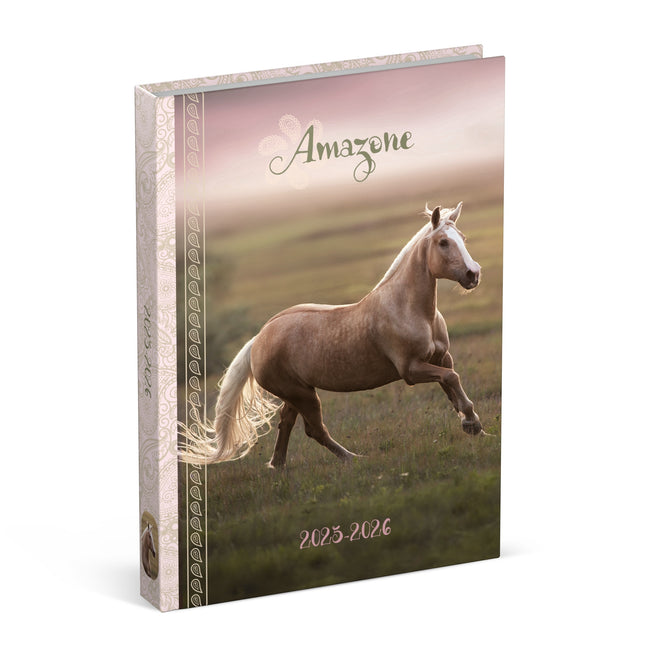 Lannoo - Agenda scolaire 25-26 Chevaux 1 jour/1 page rose