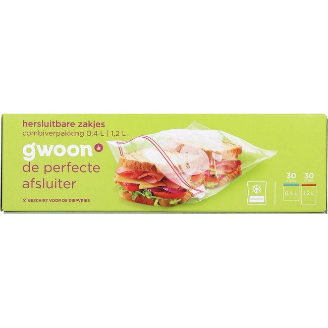 G'woon -  Hersluitbare zak  30 x 0.4l en 30 x 1.2l | 12 stuks
