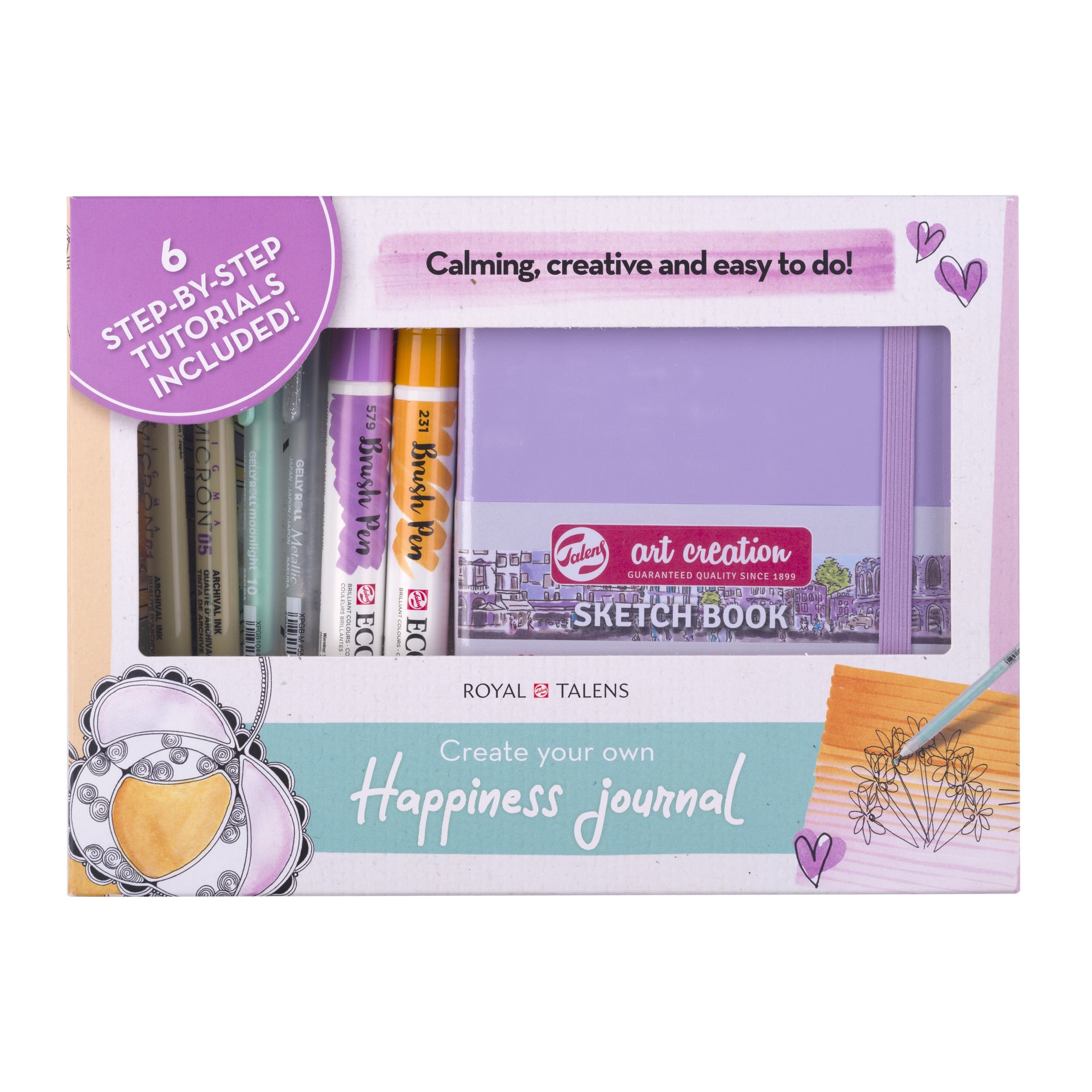 Talens -  Journal royal set 8delig paars