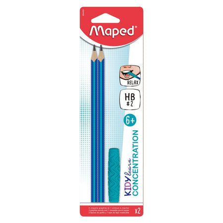 Maped - Lápiz de grafito kidy learn 2 piezas azul