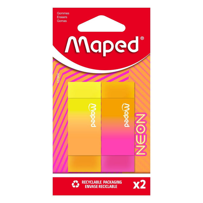 Maped - Gomme neon set 2 pezzi assortiti