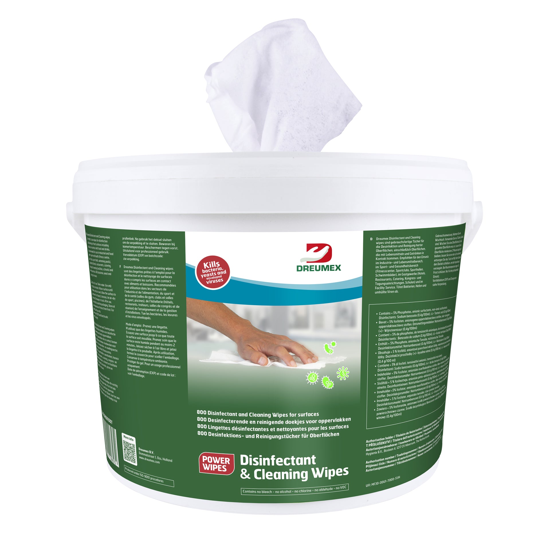 Dreumex - Lingettes désinfectantes seau 800 pièces blanc