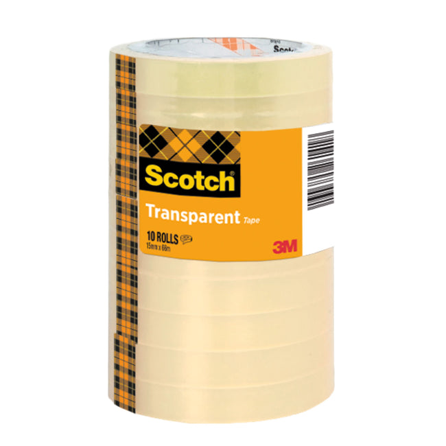 Scotch - Cinta adhesiva 508 15mmx66m transparente 10 rollos