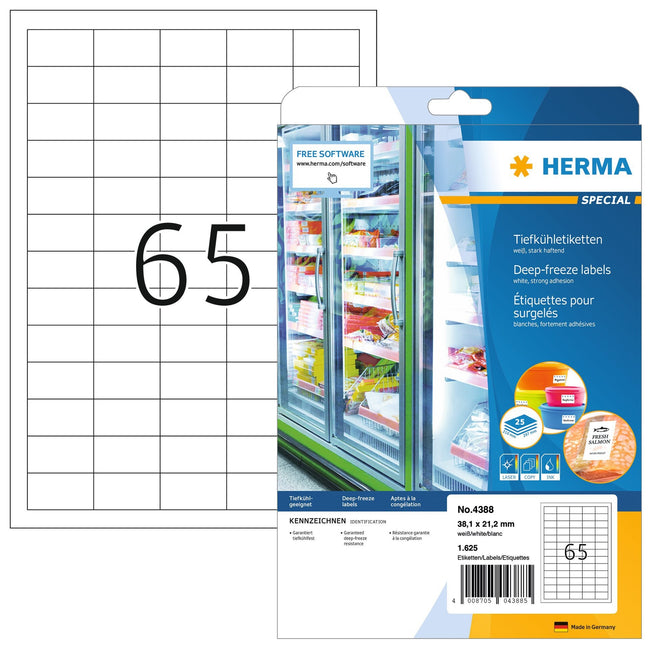 HERMA - Etichetta 4388 38,1x21,2mm bianco ghiaccio 1625pz