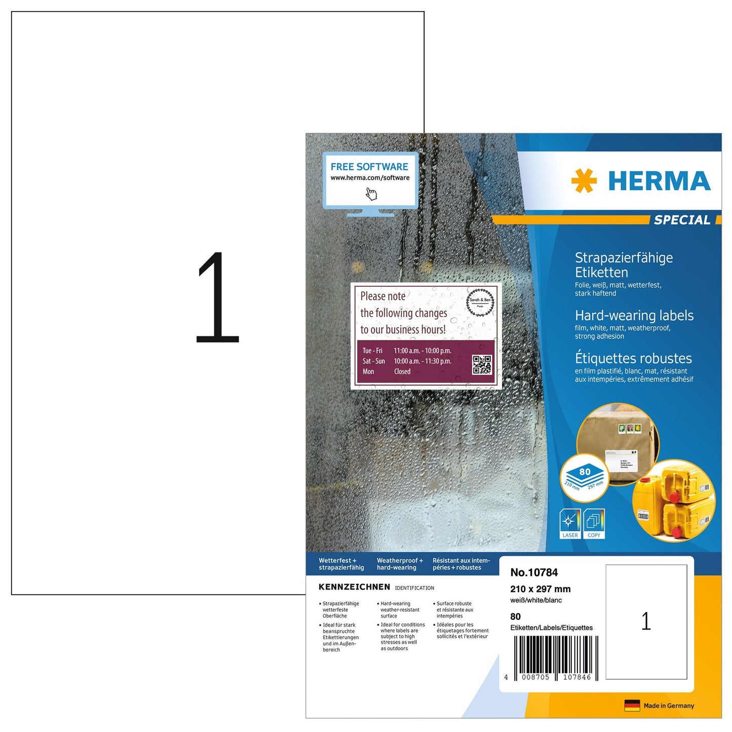 HERMA -  Etiket  10784 210x297mm weerbest wit 80st