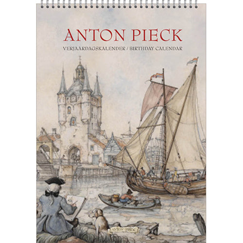 Anton Pieck -  Verjaardagskalender  zicht op haven a4 | 3 stuks