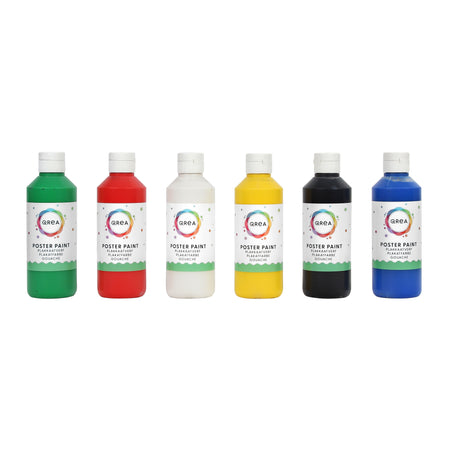 Qrea - Peinture pour affiches set de 6 couleurs standards 250ml