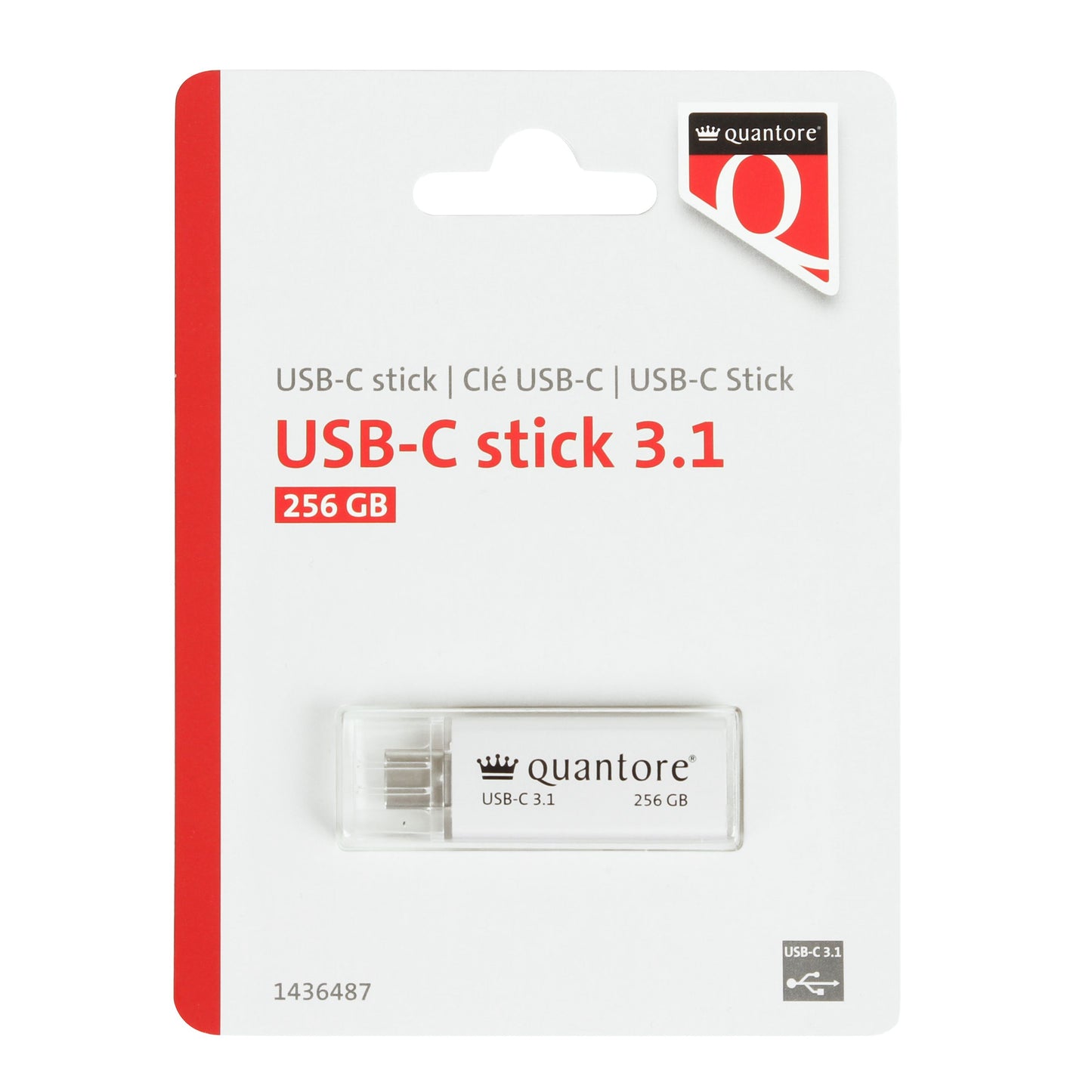 Quantore -  Usb stick 3.1 usb-c 256gb zilver