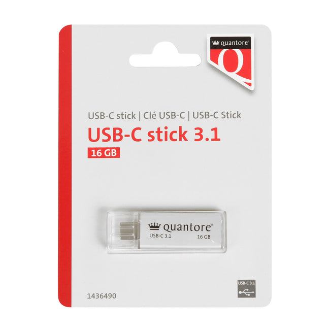 Quantore -  USB-stick USB-C 16GB 3.1 zilver