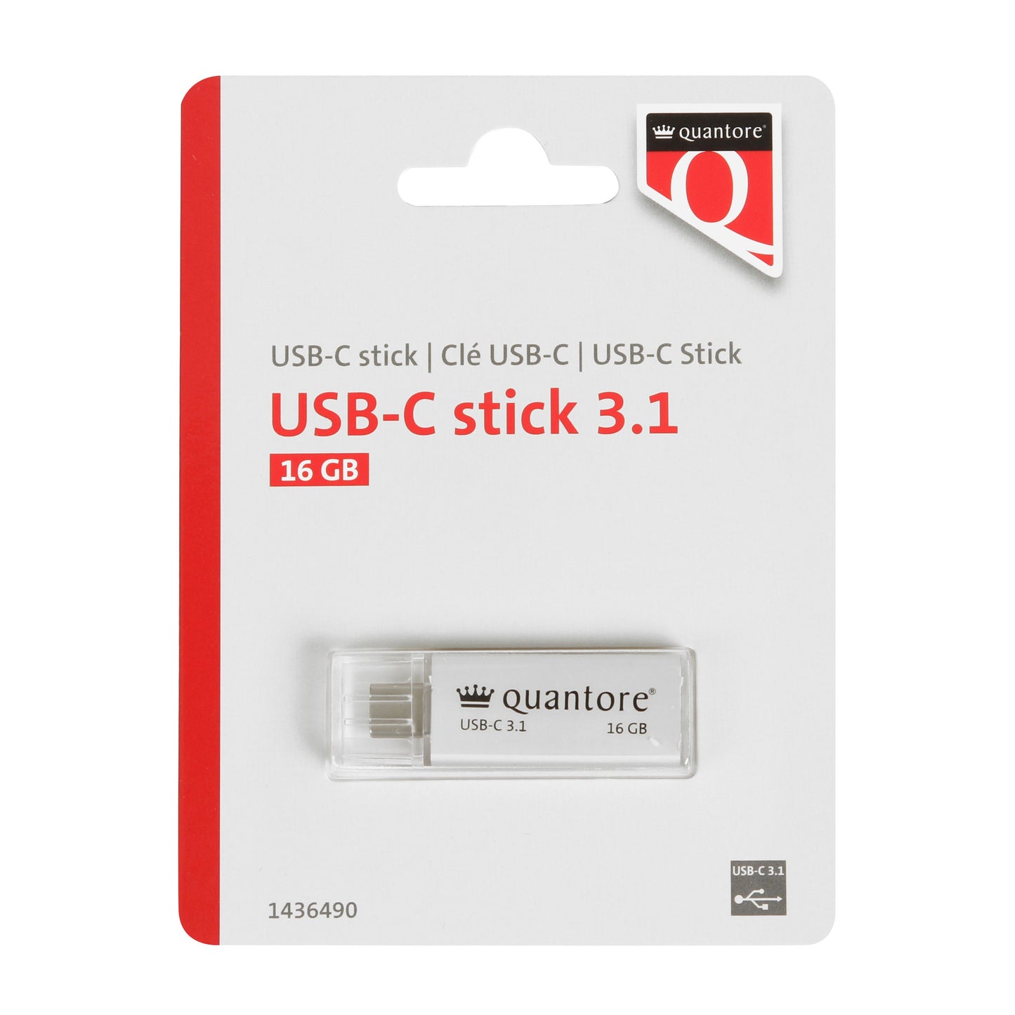 Quantore -  Usb stick 3.1 usb-c 16gb zilver