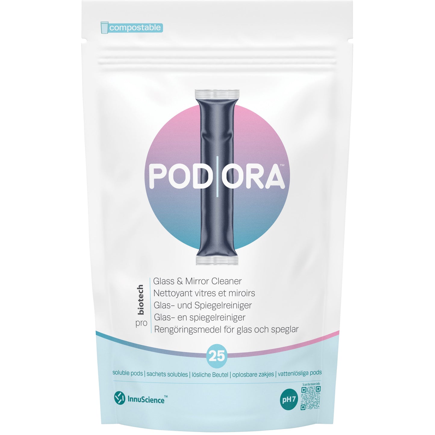 InnuScience - PodOra glass cleaner pods, pack of 25