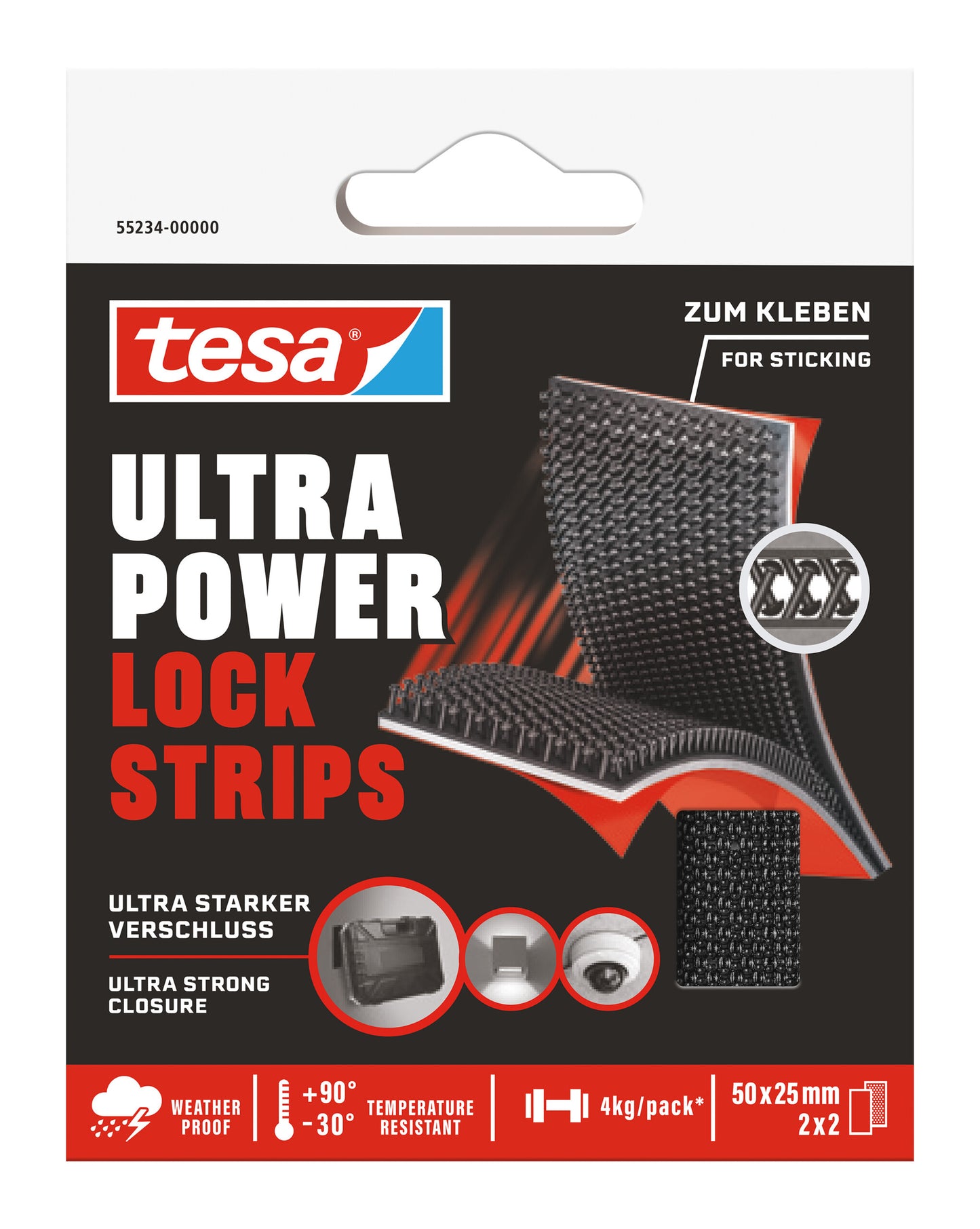 Tesa -  Klittenband ultra powerlock strips 50x25mm 2s | 12 stuks
