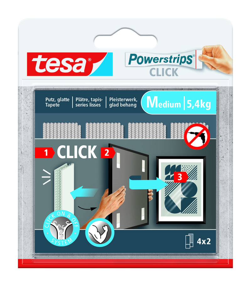 Tesa -  Kleefstip  powerstrips click medium 4 paar wit