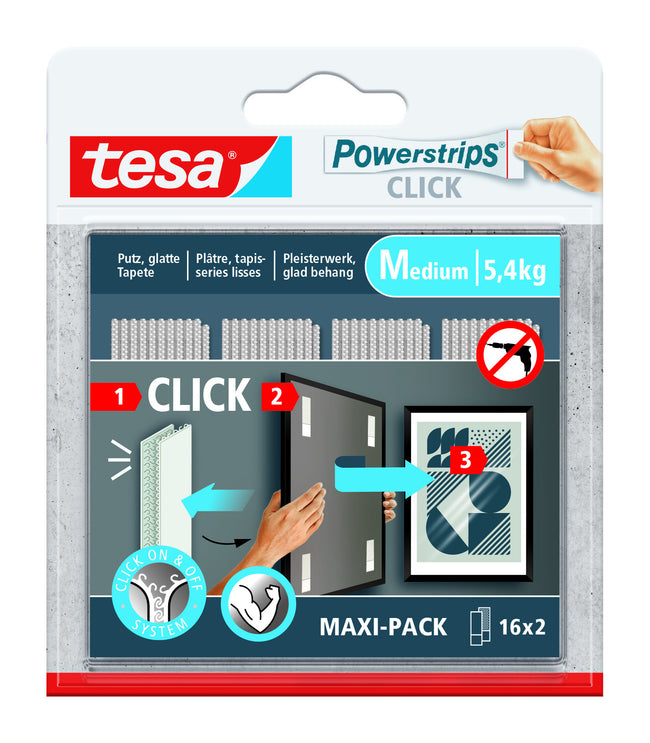 Tesa - Multiprese adesive a clic medie 16 paia w