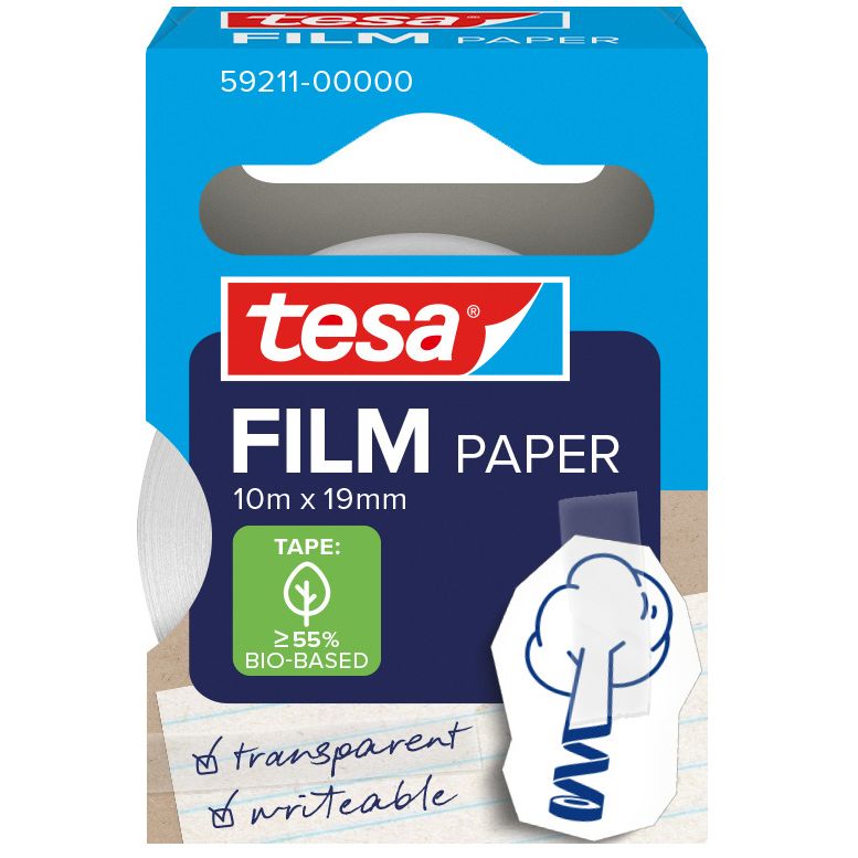 Tesa - Cinta adhesiva film papel 19mmx10m
