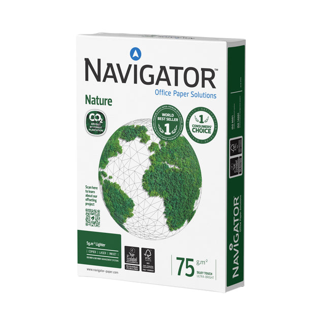 Navigator - Papel fotocopia naturaleza a4 75gr blanco 500 hojas | 5 piezas