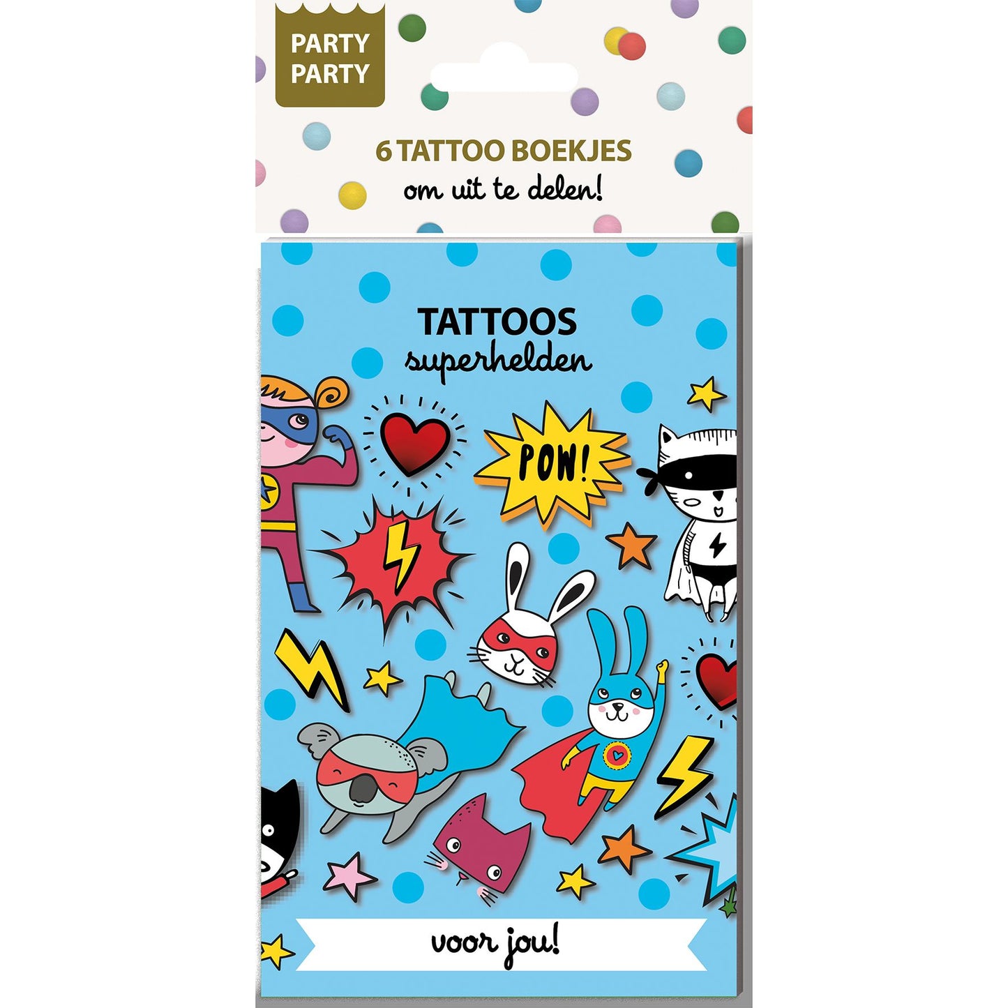 Interstat -  Party party 6 tattoo boekje superhelden