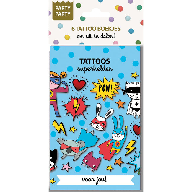 Interstat -  Party party 6 tattoo boekje superhelden
